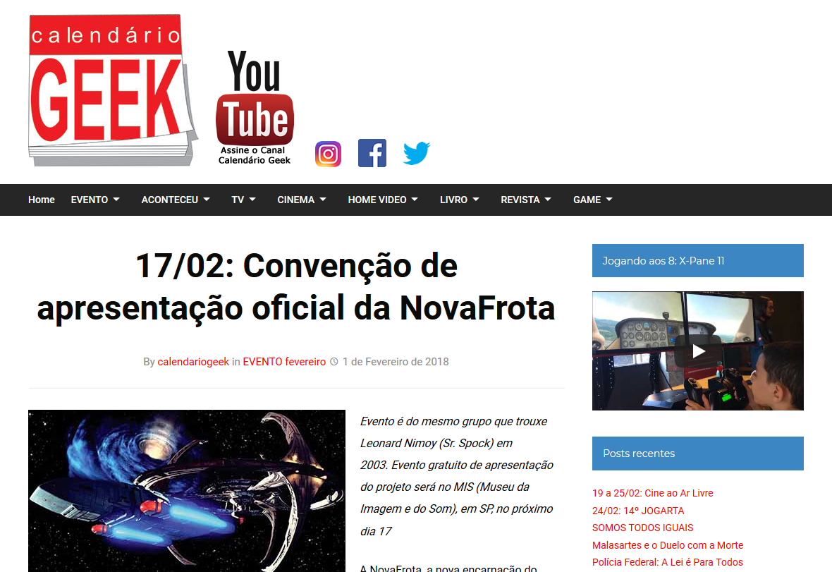 Calendário Geek